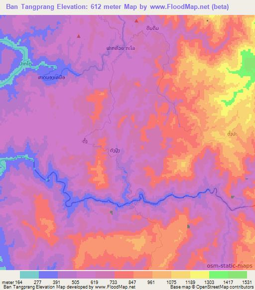 Ban Tangprang,Laos Elevation Map