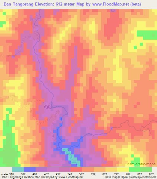 Ban Tangprang,Laos Elevation Map