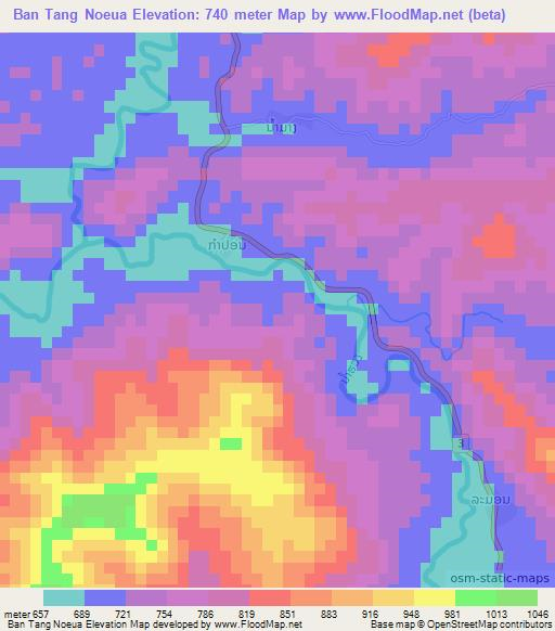 Ban Tang Noeua,Laos Elevation Map