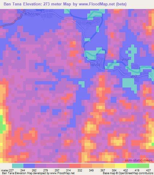 Ban Tana,Laos Elevation Map