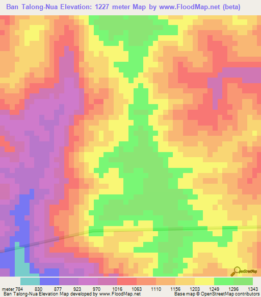 Ban Talong-Nua,Laos Elevation Map