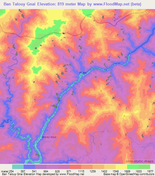 Ban Talouy Gnai,Laos Elevation Map