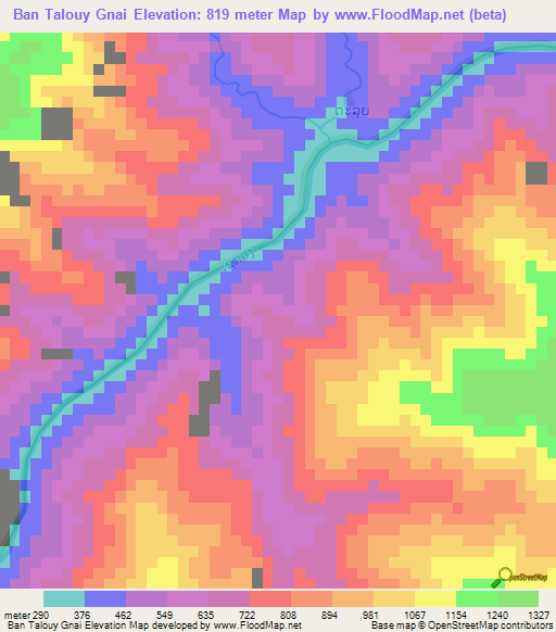 Ban Talouy Gnai,Laos Elevation Map