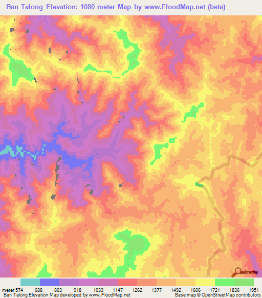 Ban Talong,Laos Elevation Map