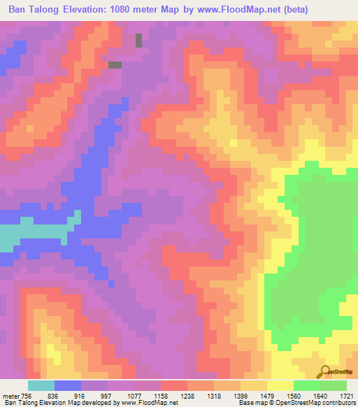 Ban Talong,Laos Elevation Map