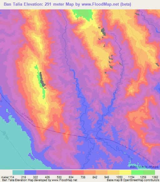 Ban Talia,Laos Elevation Map