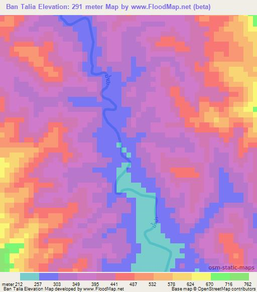 Ban Talia,Laos Elevation Map