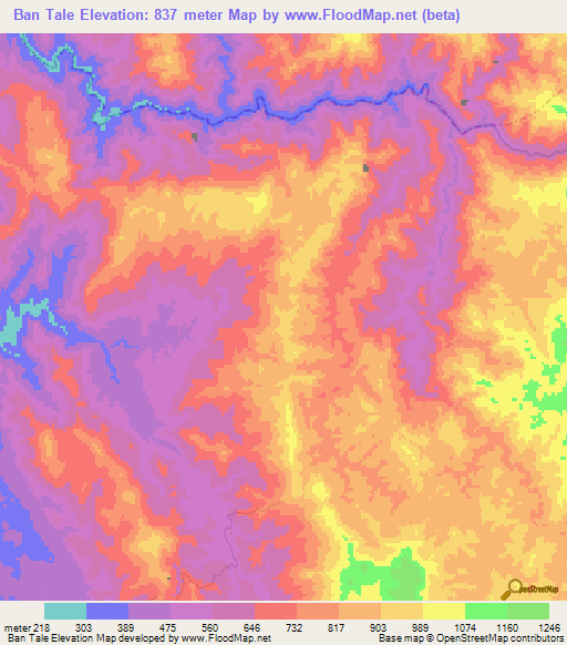 Ban Tale,Laos Elevation Map