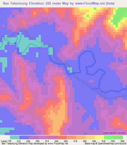 Ban Talaoloung,Laos Elevation Map