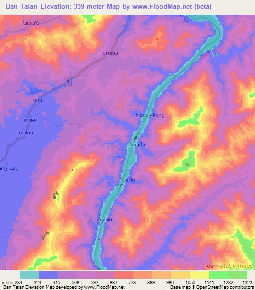 Ban Talan,Laos Elevation Map