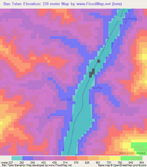 Ban Talan,Laos Elevation Map