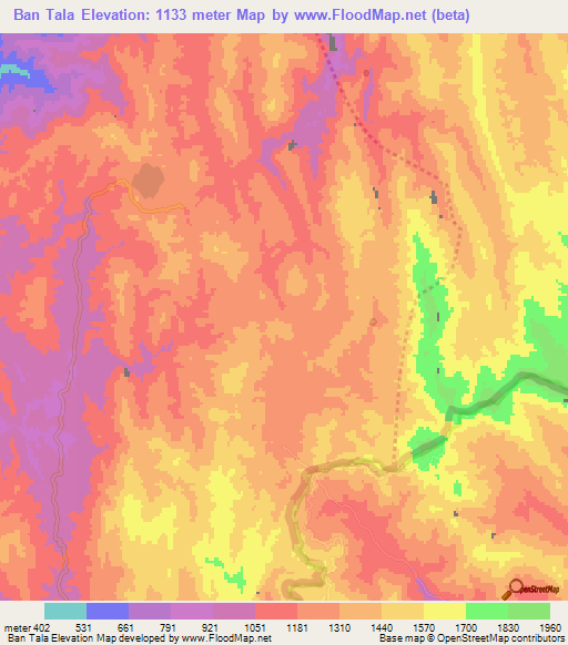 Ban Tala,Laos Elevation Map