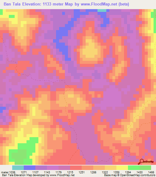 Ban Tala,Laos Elevation Map