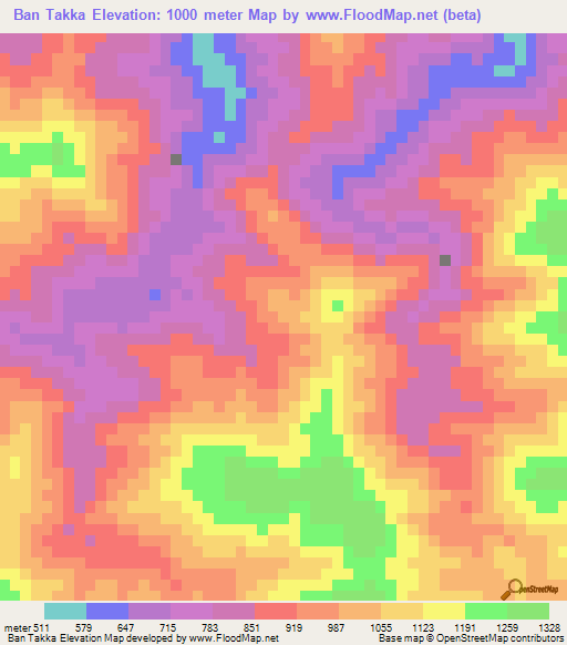 Ban Takka,Laos Elevation Map