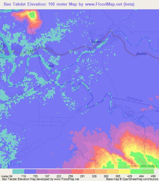 Ban Takdet,Laos Elevation Map