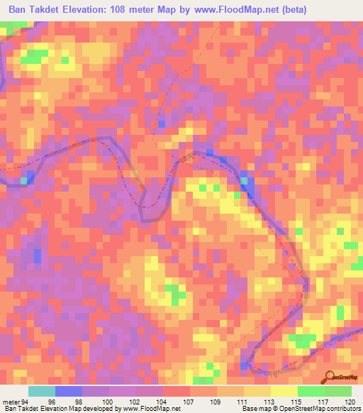 Ban Takdet,Laos Elevation Map