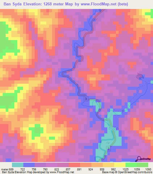 Ban Syda,Laos Elevation Map