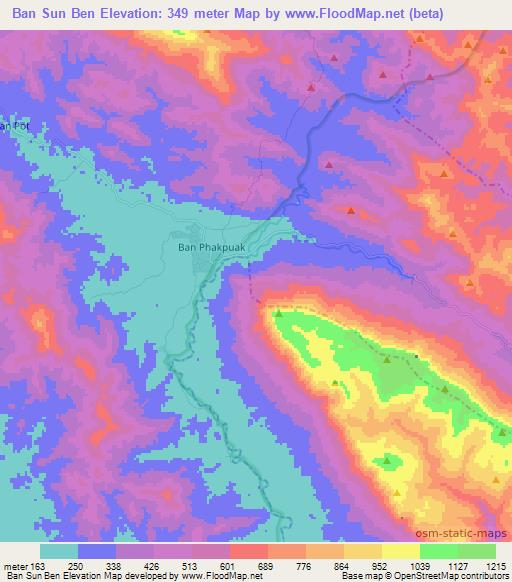 Ban Sun Ben,Laos Elevation Map