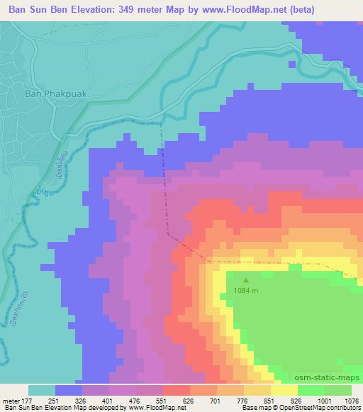 Ban Sun Ben,Laos Elevation Map