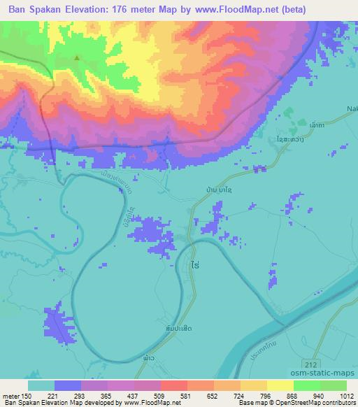 Ban Spakan,Laos Elevation Map