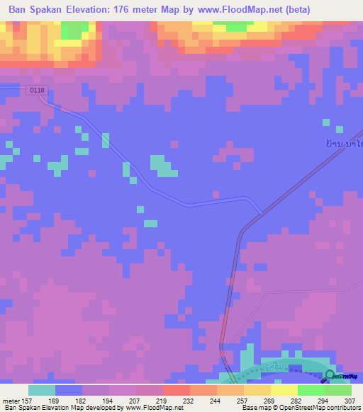 Ban Spakan,Laos Elevation Map