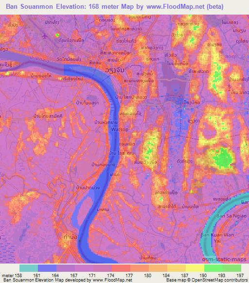 Ban Souanmon,Laos Elevation Map