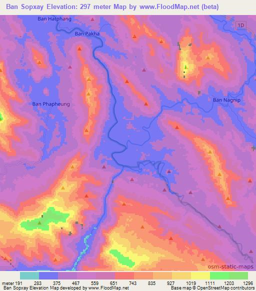 Ban Sopxay,Laos Elevation Map