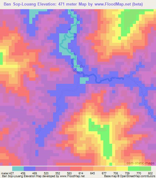 Ban Sop-Louang,Laos Elevation Map