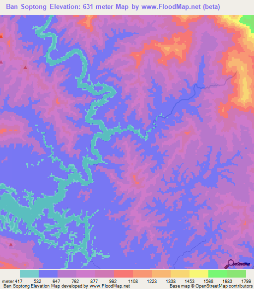 Ban Soptong,Laos Elevation Map