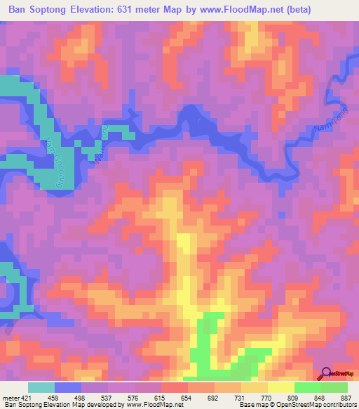 Ban Soptong,Laos Elevation Map