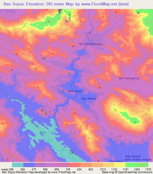 Ban Sopso,Laos Elevation Map