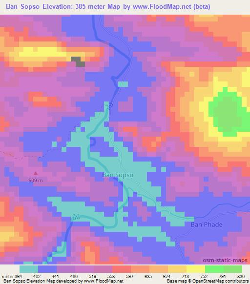 Ban Sopso,Laos Elevation Map