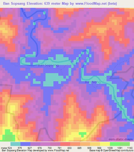 Ban Sopsang,Laos Elevation Map