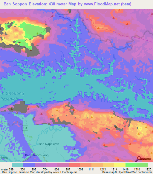 Ban Soppon,Laos Elevation Map