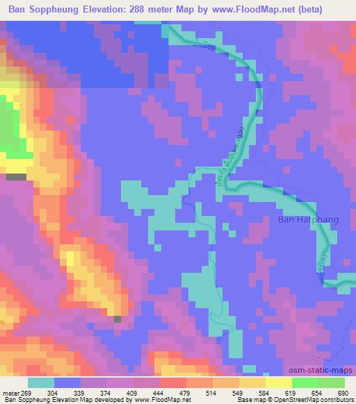 Ban Soppheung,Laos Elevation Map