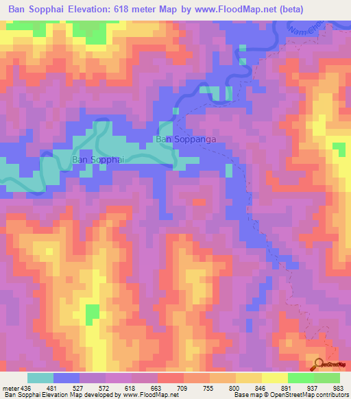 Ban Sopphai,Laos Elevation Map