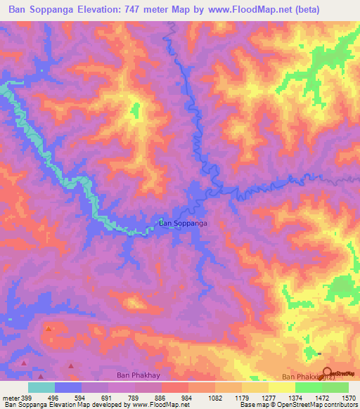 Ban Soppanga,Laos Elevation Map