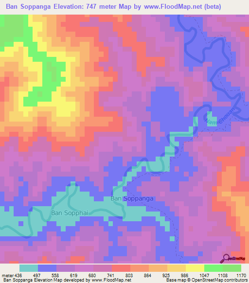 Ban Soppanga,Laos Elevation Map