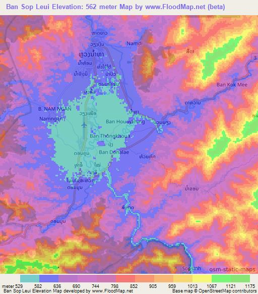 Ban Sop Leui,Laos Elevation Map