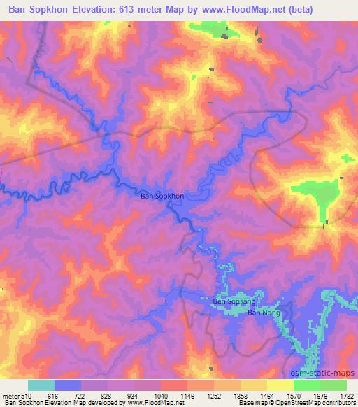 Ban Sopkhon,Laos Elevation Map