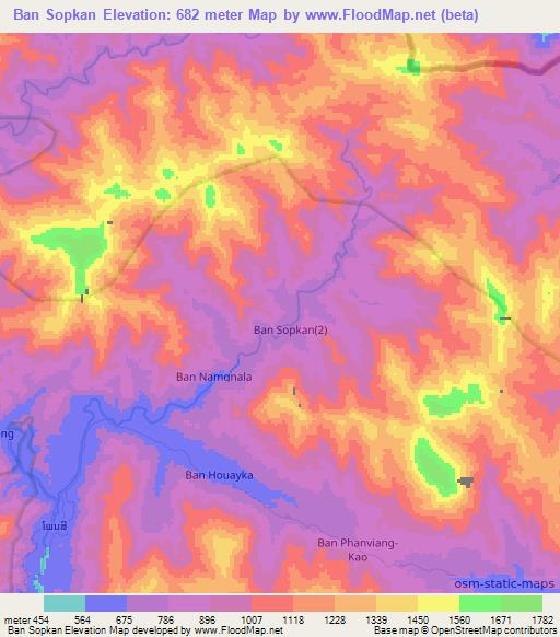 Ban Sopkan,Laos Elevation Map