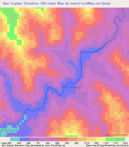 Ban Sopkan,Laos Elevation Map