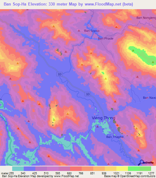 Ban Sop-Ha,Laos Elevation Map