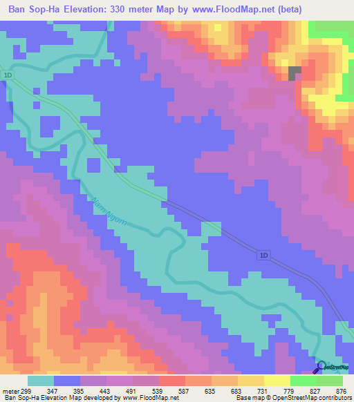 Ban Sop-Ha,Laos Elevation Map