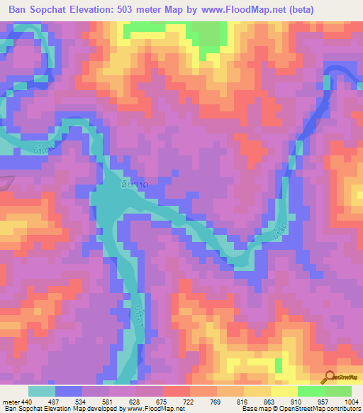 Ban Sopchat,Laos Elevation Map