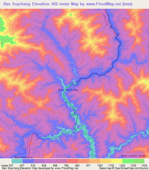 Ban Sopchang,Laos Elevation Map