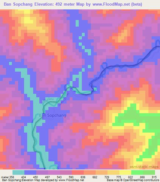 Ban Sopchang,Laos Elevation Map