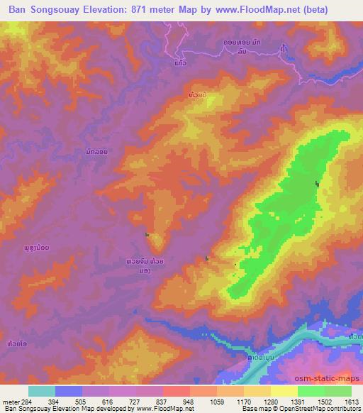 Ban Songsouay,Laos Elevation Map