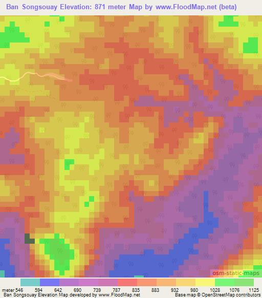 Ban Songsouay,Laos Elevation Map