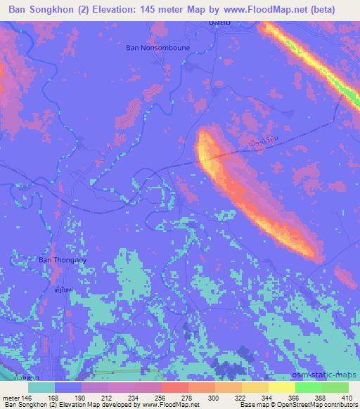 Ban Songkhon (2),Laos Elevation Map